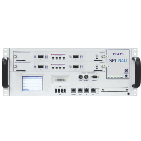 Front view of the VIAVI TestCenter SPT-N4U compact chassis